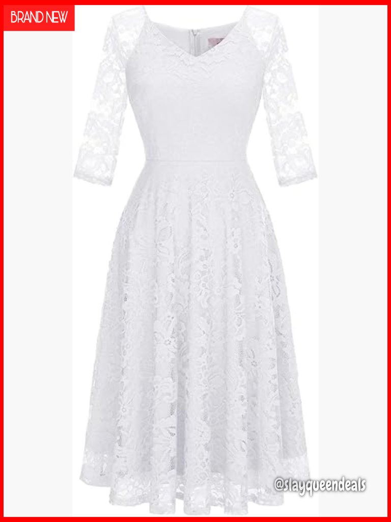 Long Sleeve A-Line Lace Midi Dress Wedding Guest Formal Prom Party